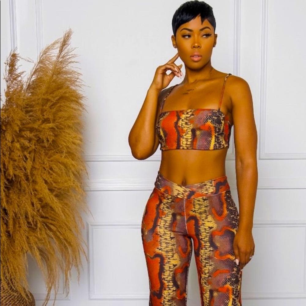 Sexy Snake Print 2 Piece Pant Set, (S) 🐍 Various Snake Print Colors